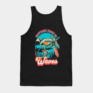 Happiness Comes In Waves, Hello Summer Vintage Funny Surfer Riding Surf Surfing Lover Gifts Tank Top